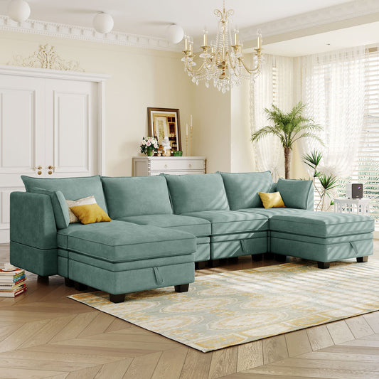 Modern Large U-Shape Modular Sectional Sofa,  Convertible Sofa Bed
