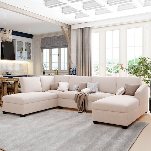 Modern Large  U-Shape Sectional Sofa, Double Extra Wide Chaise Lounge